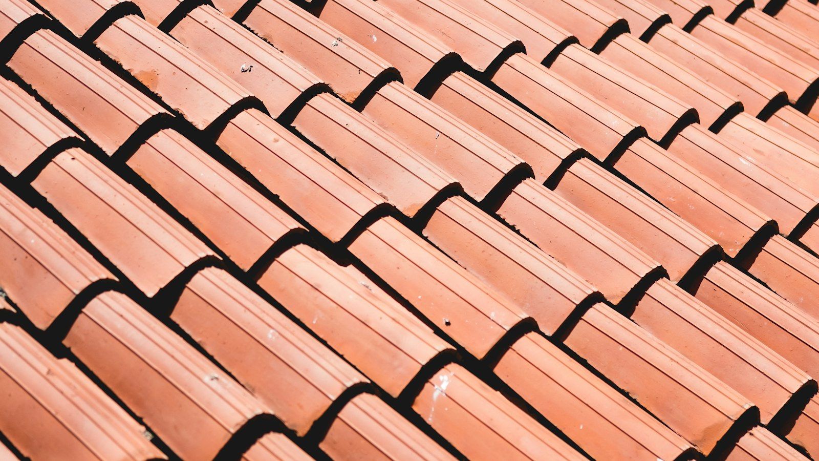 Rows of terracotta clay barrel tiles on a roof