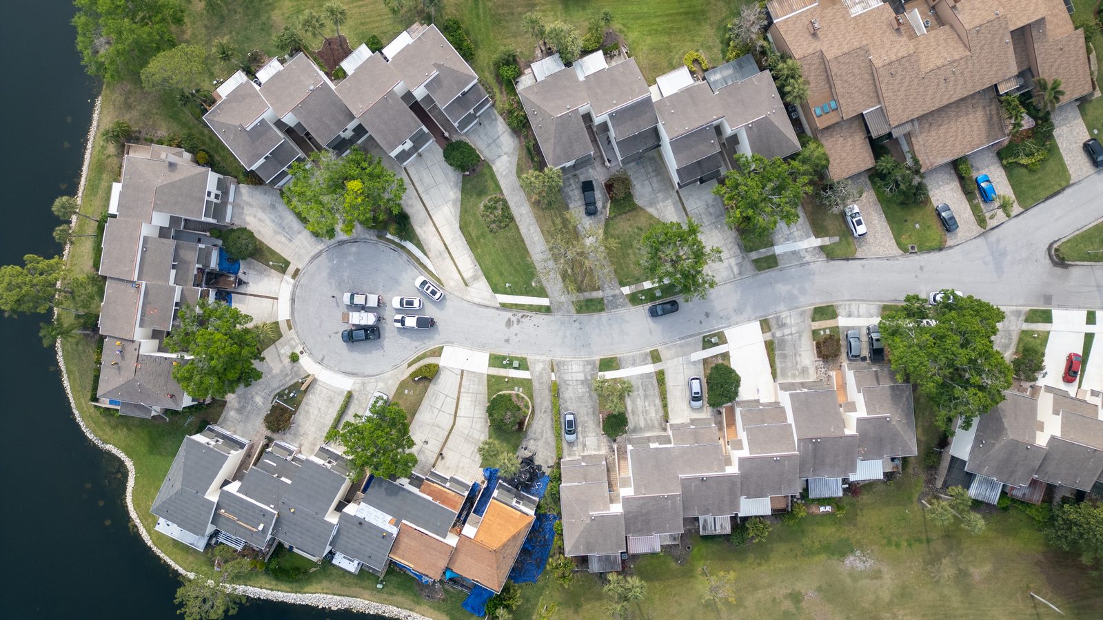 Drone view over the townhome community